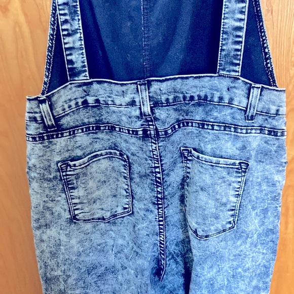 Retro 80s style stretchy acid wash stone wash denim overalls XL - Picture 4 of 4